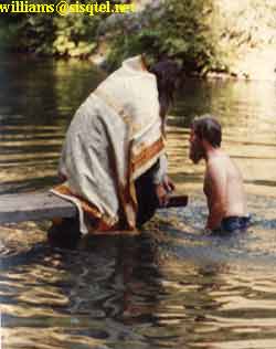 Baptizing a local 'American Convert' (August, 1980) - Copyright � The Blessed Seraphim Hermitage